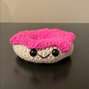 Cute Crochet Donut Plush with Pink Frosting